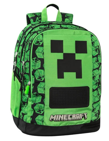 ZAINO ORGANIZZATO MINECRAFT 2025/2026 + OMAGGIO DIGITAL WATCH " TINTA UNITA"