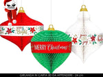 DECORAZIONI IN CARTA 3D DA APPENDERE PALLINE SET 3 PZ