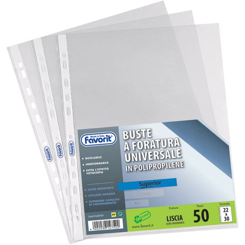 Buste trasparenti forate FAVORIT (25x35cm)