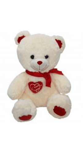 Peluche Orso bianco con cuore e fiocco